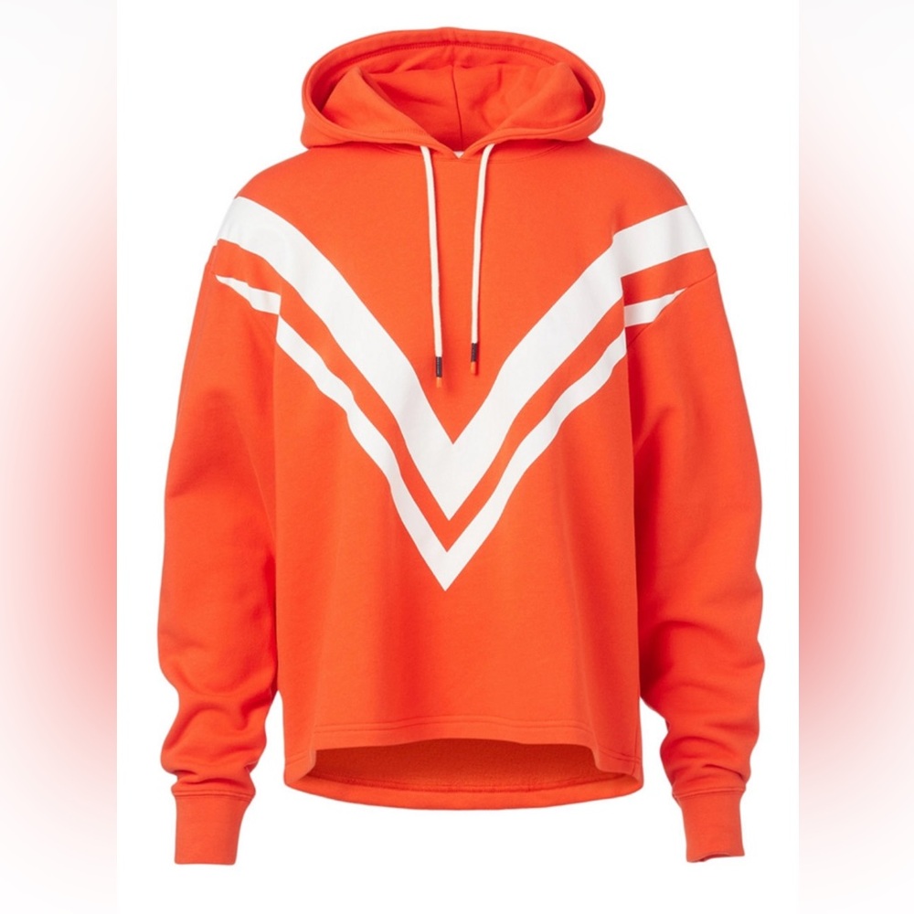 Tory Burch Sport Orange Hoodie with White Chevron V – Size S